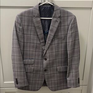 NWOT TED BAKER 100% Wool Joey x SPJ No Ordinary Joe Gray Windowpane Suit Jacket